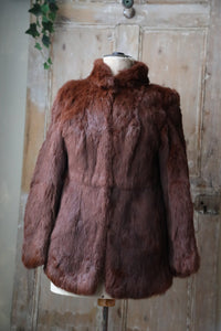 Real 1970s Red Rabbit fur vintage Coat Furry Jacket