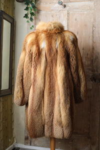 Real 1970s Fur Red Fox Vintage Luxury Coat Furry Jacket Coat Medium