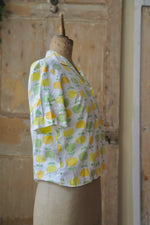 Load image into Gallery viewer, vintage late 1950s early 1960s novelty print cotton fruit blouse button down
