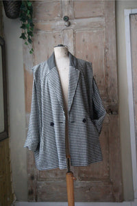 Vintage 1980s statement houndstooth jacket blazer wool mix