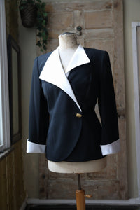 Vintage Frank Usher 1980s classic - elegant blazer - Black jacket