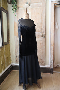 Vintage 1980s Couture Evening Dress – Vera Mont – Velvet – Drop Waist