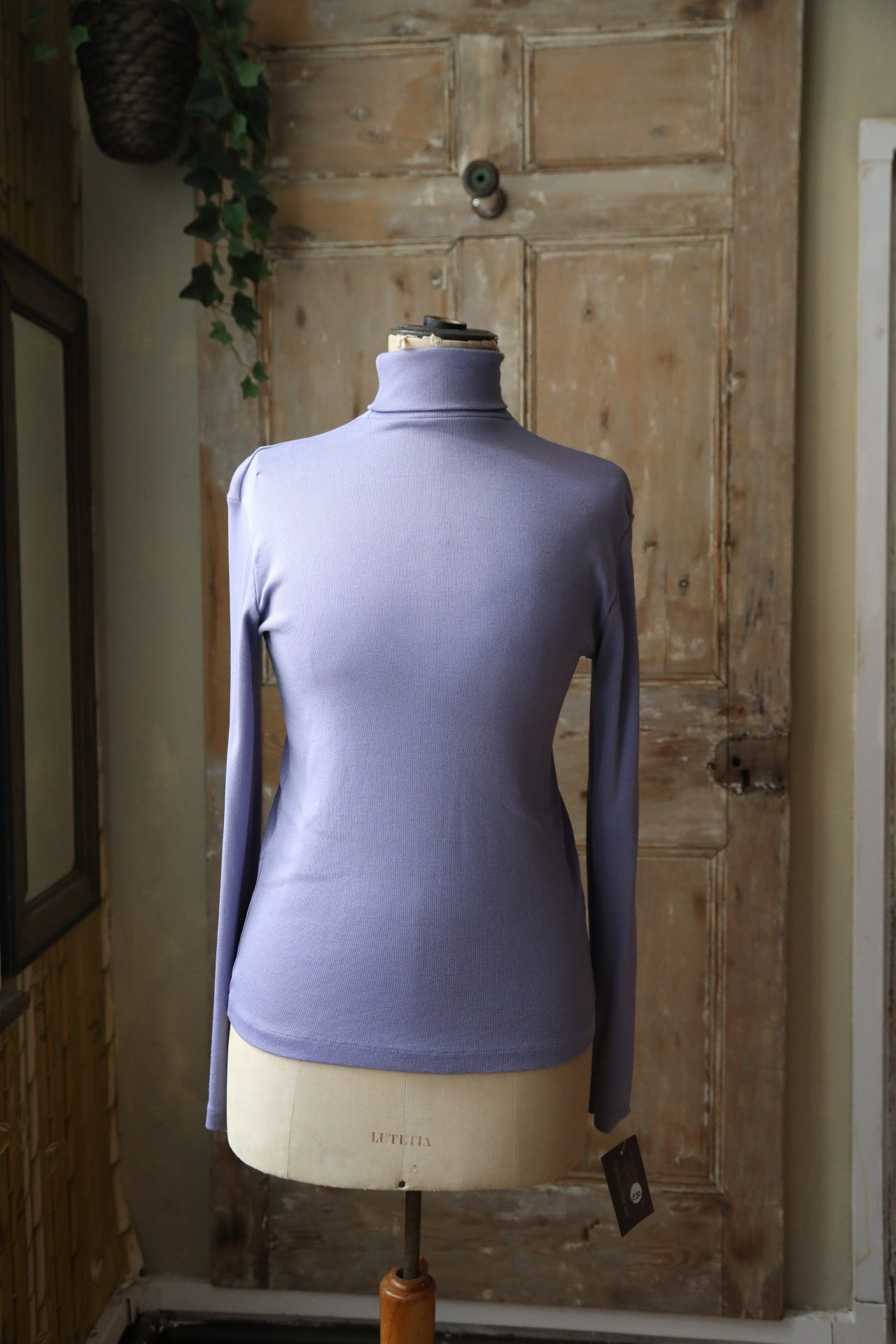 Vintage 1970s Roll Neck Sweater – Purple Lilac – UK 12 Retro lycra