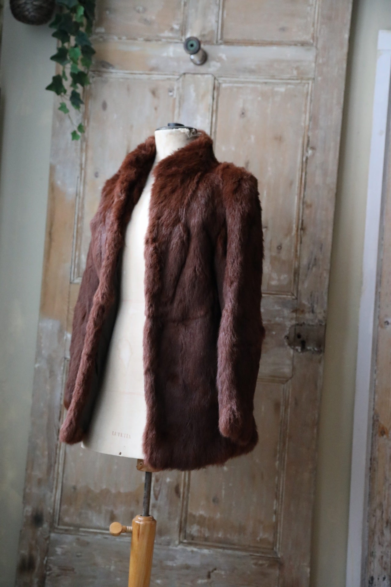 Real 1970s Red Rabbit fur vintage Coat Furry Jacket