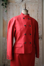 Load image into Gallery viewer, Vintage 1980s red wool suit - Fitted two piece - Alexon double breasted -
