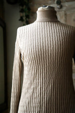 Load image into Gallery viewer, Vintage Viyella 100% wool turtle neck jumper - Beige - Ribbed - UK12
