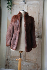 Load image into Gallery viewer, Real 1970s Red Rabbit fur vintage Coat Furry Jacket
