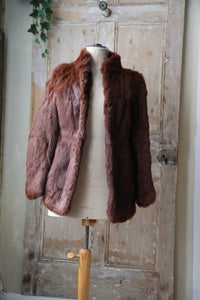 Real 1970s Red Rabbit fur vintage Coat Furry Jacket