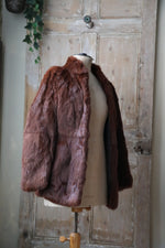 Load image into Gallery viewer, Real 1970s Red Rabbit fur vintage Coat Furry Jacket
