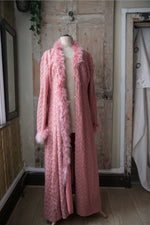 Load image into Gallery viewer, Vintage 1950s embroidered pink dressing gown - original Marabou feather
