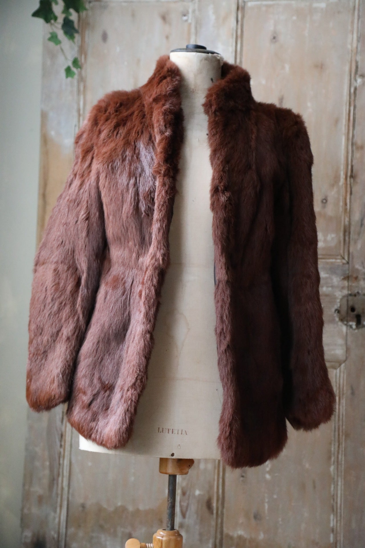 Real 1970s Red Rabbit fur vintage Coat Furry Jacket