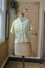 Load image into Gallery viewer, vintage late 1950s early 1960s novelty print cotton fruit blouse button down
