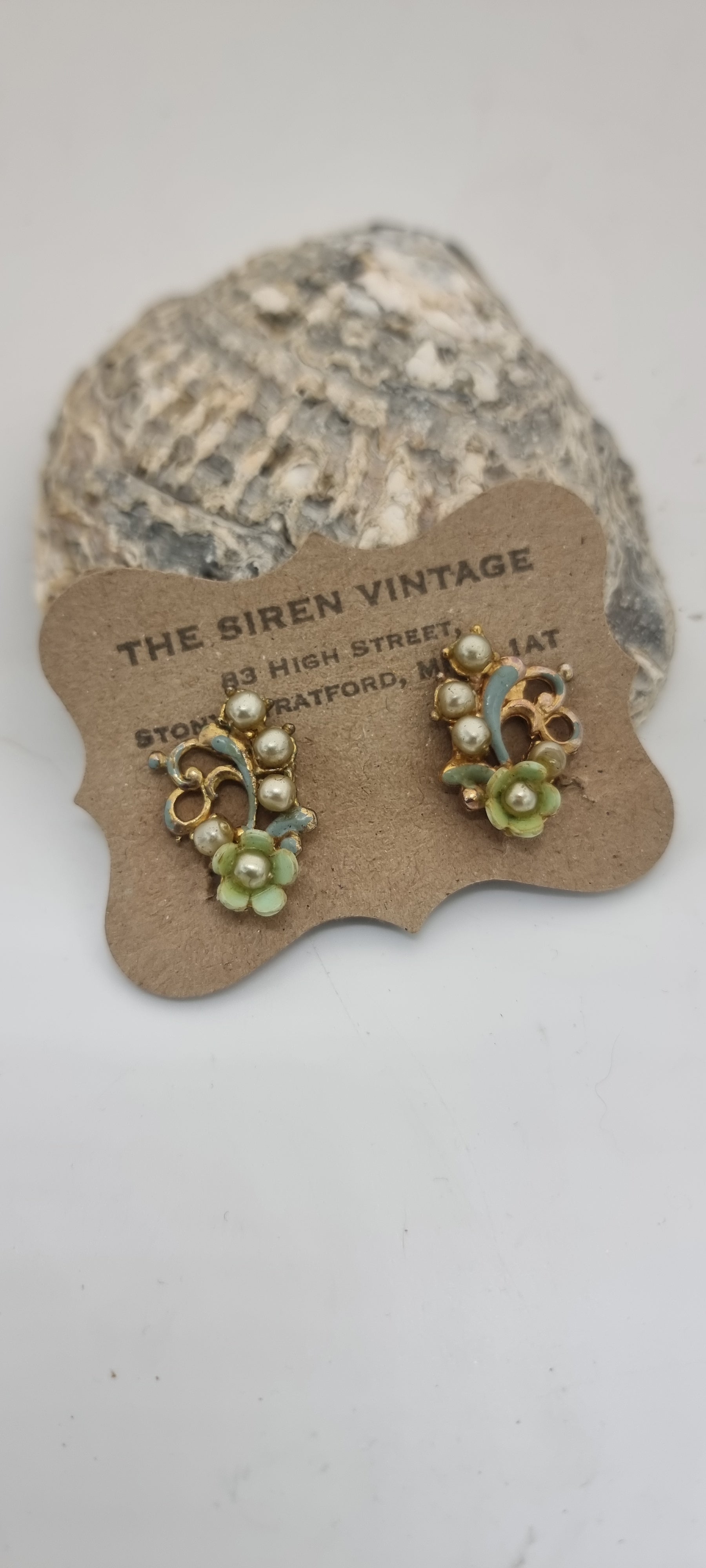 Vintage 1950s corocraft style floral spray clip on earrings
