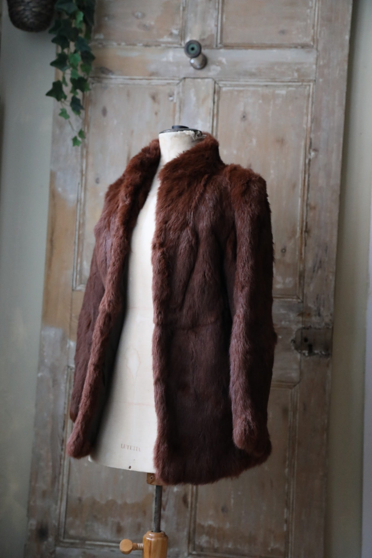 Real 1970s Red Rabbit fur vintage Coat Furry Jacket