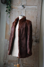 Load image into Gallery viewer, Real 1970s Red Rabbit fur vintage Coat Furry Jacket
