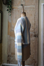 Load image into Gallery viewer, Vintage late 1950s wool Jantzen - Blue grey and cream cardigan button down
