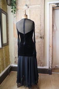 Vintage 1980s Couture Evening Dress – Vera Mont – Velvet – Drop Waist