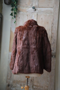 Real 1970s Red Rabbit fur vintage Coat Furry Jacket