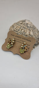 Vintage 1950s corocraft style floral spray clip on earrings