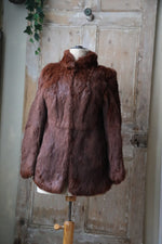 Load image into Gallery viewer, Real 1970s Red Rabbit fur vintage Coat Furry Jacket
