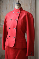 Load image into Gallery viewer, Vintage 1980s red wool suit - Fitted two piece - Alexon double breasted -
