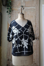 Load image into Gallery viewer, Vintage Y2K Biba blouse - Black with cream embroidery
