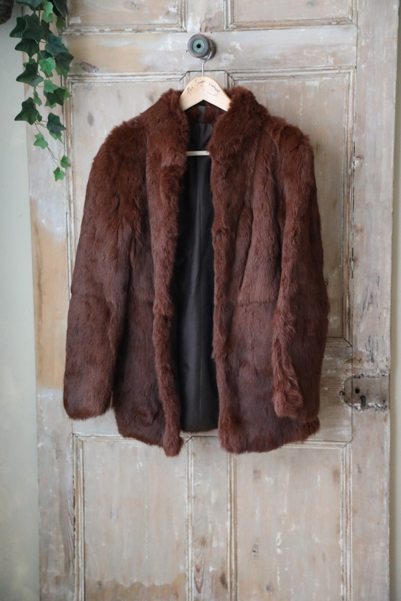 Real 1970s Red Rabbit fur vintage Coat Furry Jacket