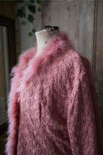 Load image into Gallery viewer, Vintage 1950s embroidered pink dressing gown - original Marabou feather
