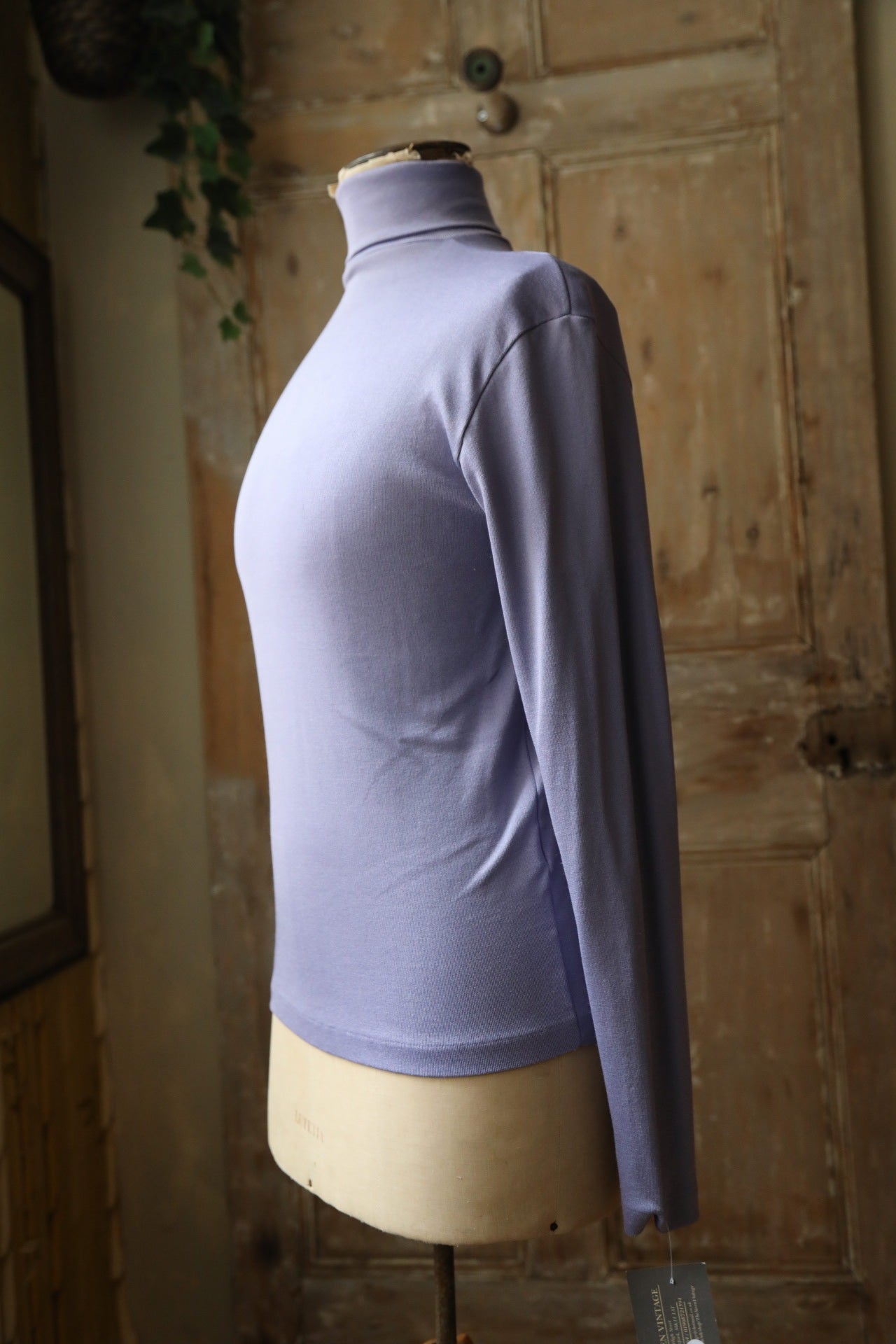 Vintage 1970s Roll Neck Sweater – Purple Lilac – UK 12 Retro lycra