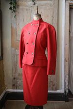 Load image into Gallery viewer, Vintage 1980s red wool suit - Fitted two piece - Alexon double breasted -
